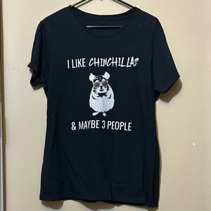 Black Graphic Tee with Chinchilla Print